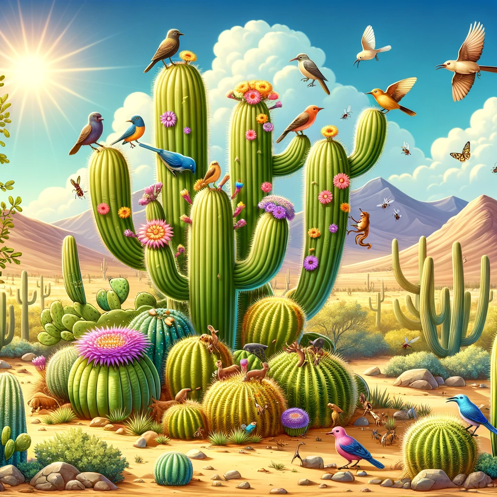 cactus teeming with life