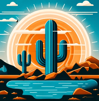 sun behind cactus